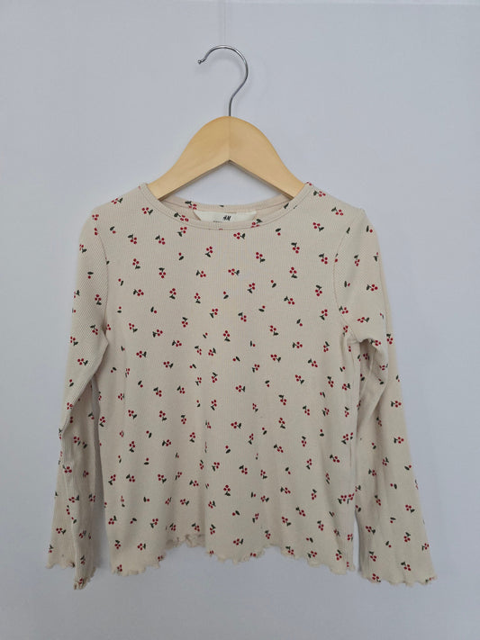 H&M Ribbed Berries Long Sleeve Top • 4-6 years
