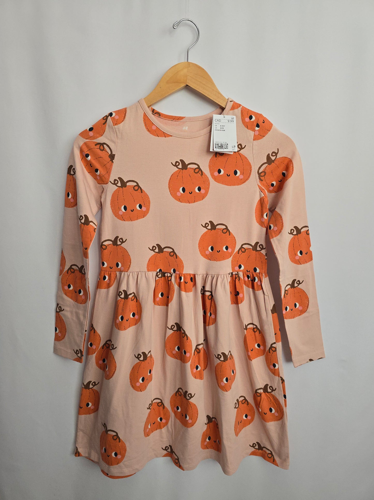 NEW H&M Pink Pumpkin Long Sleeve Dress • 8-10 years