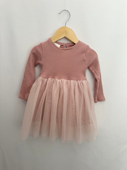 Zara Pink Ribbed Tulle Dress • 3 years
