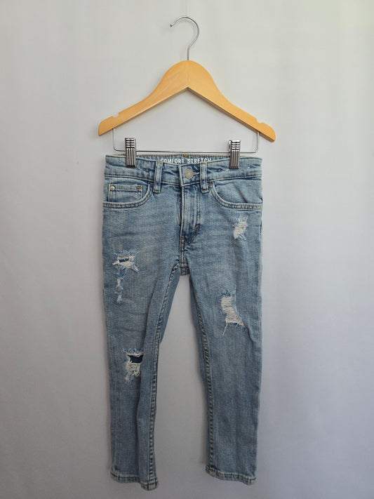 H&M Comfort Stretch Distressed Denim • 3-4 years
