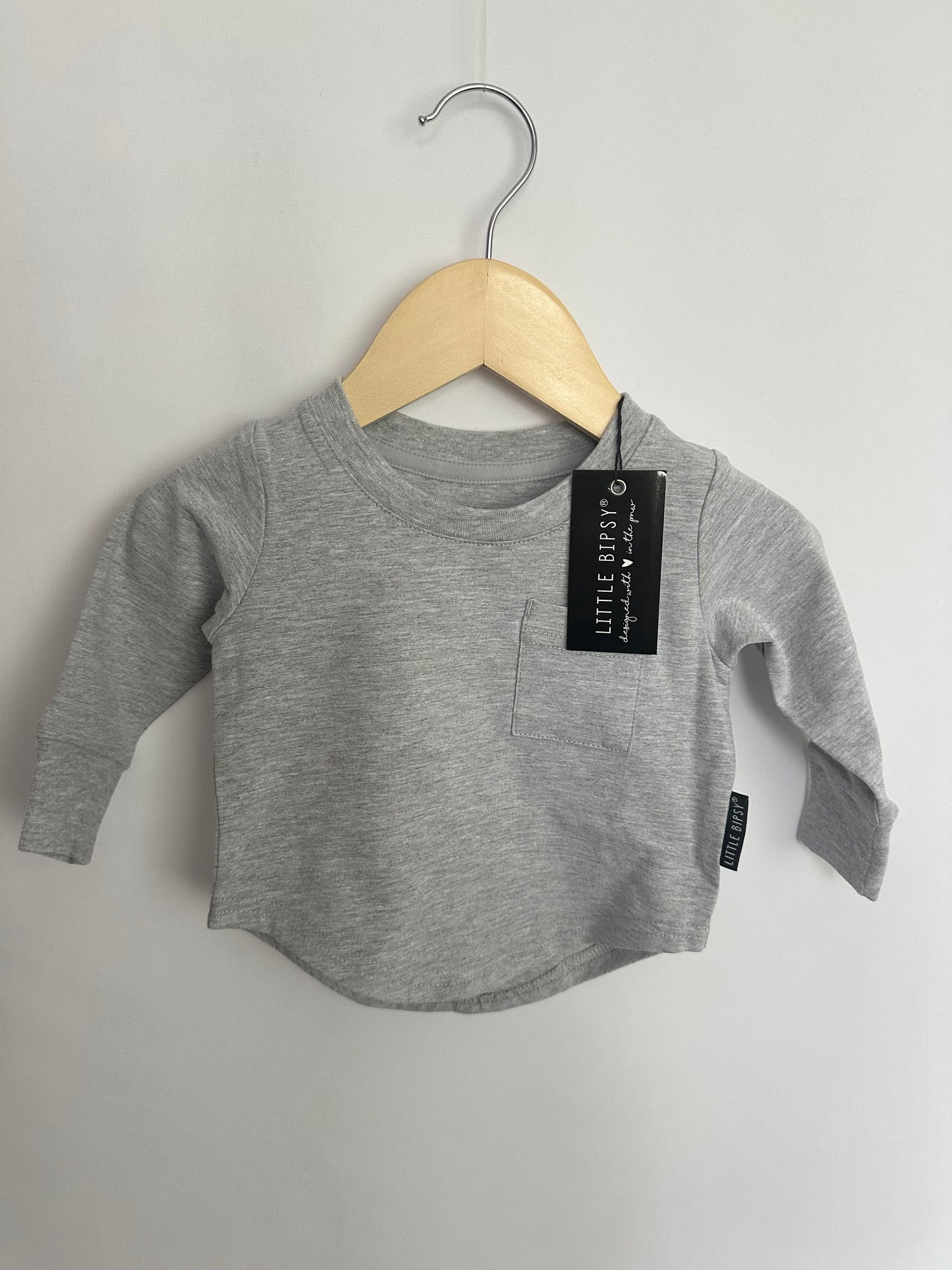 NEW Little Bipsy Grey Pocket Long Sleeve  Shirt • 3-6 months