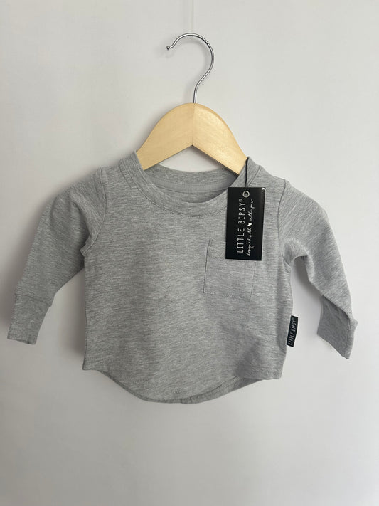 NEW Little Bipsy Grey Pocket Long Sleeve  Shirt • 3-6 months