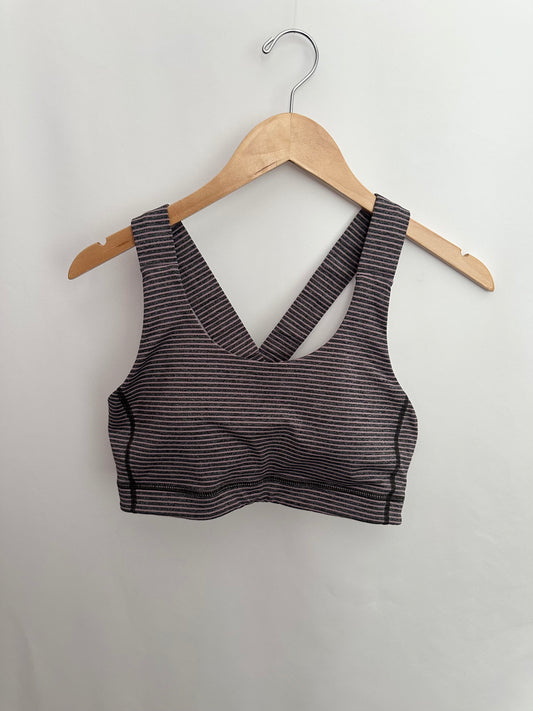 Lululemon All Sports Bra Hyper Stripe Mauvelous Black • Large 12