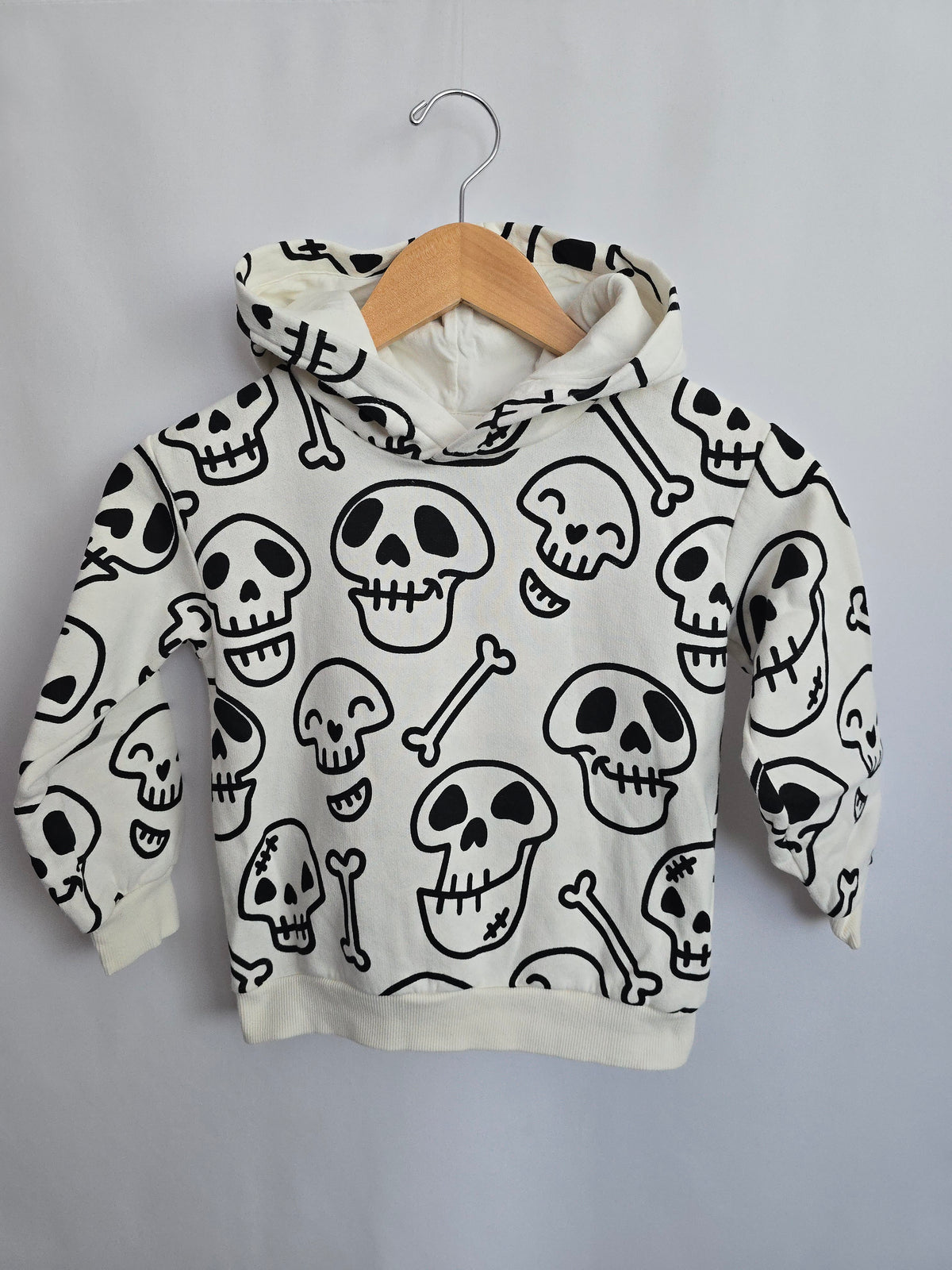 H&M White Skeleton Hoodie • 4-6 years