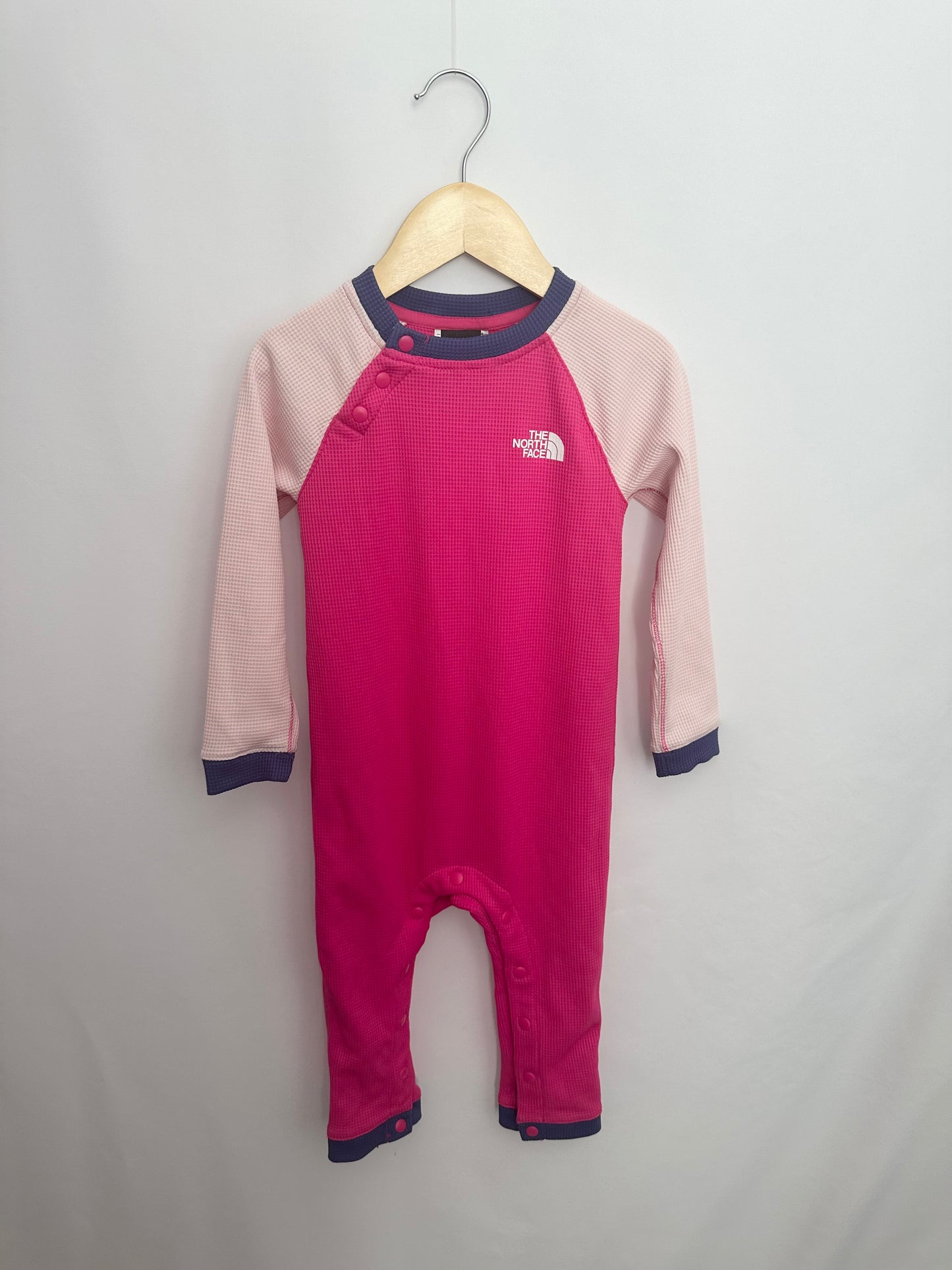 The North Face Pink Waffle Base Layer Romper • 18-24 months