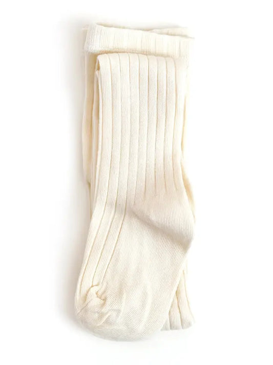 Little Stocking Co. Ivory Ribbed Knit Tights