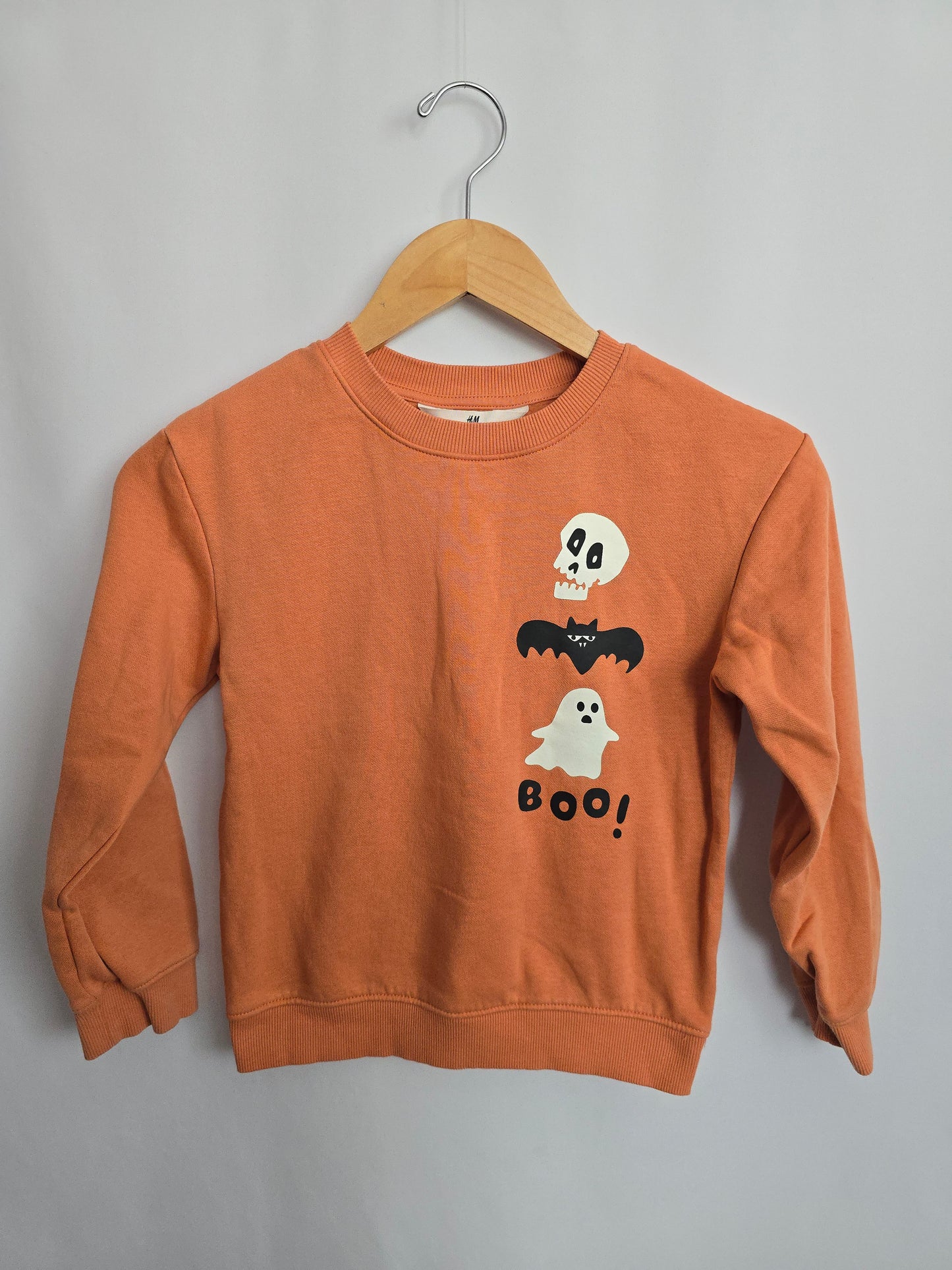 H&M Orange Boo! Crewneck • 6-8 years