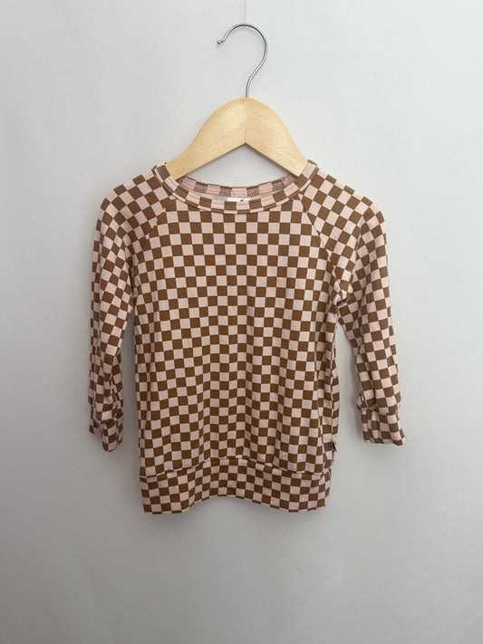 Little & Lively Pink Checkered Crewneck • 1-2 years