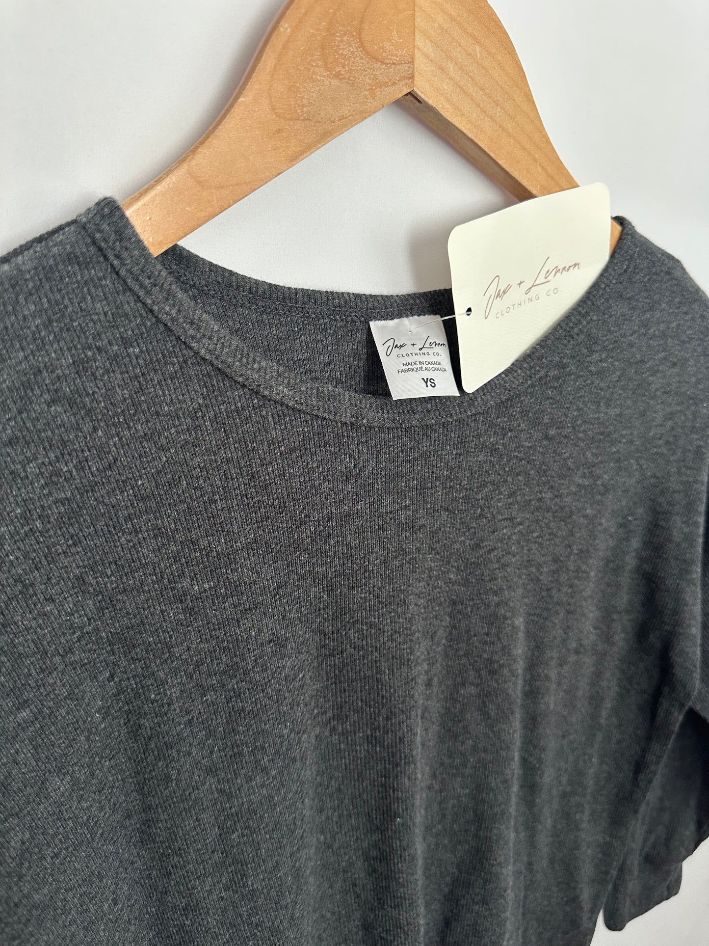 NEW Jax & Lennon Ribbed Charcoal Long Sleeve Shirt • Youth Small 6-7 years