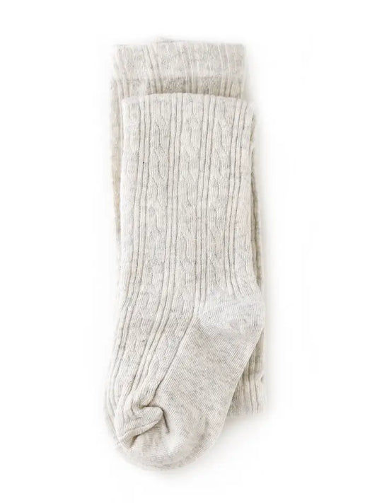 Little Stocking Co. Heathered Ivory Cable Knit Tights