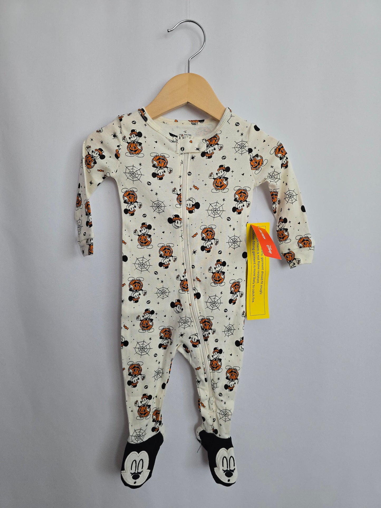 NEW Joe Fresh Mickey Pumpkin Zip Footie • 3-6 months