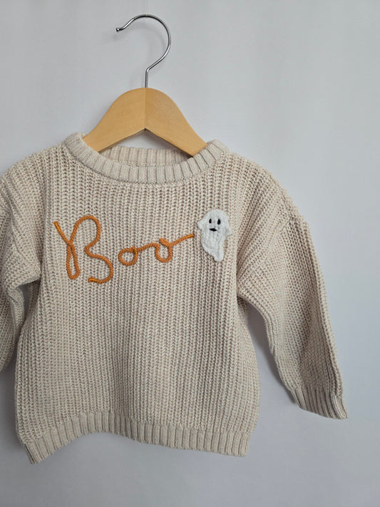 Old Navy Embroidered Boo Knit Sweater • 6-12 months