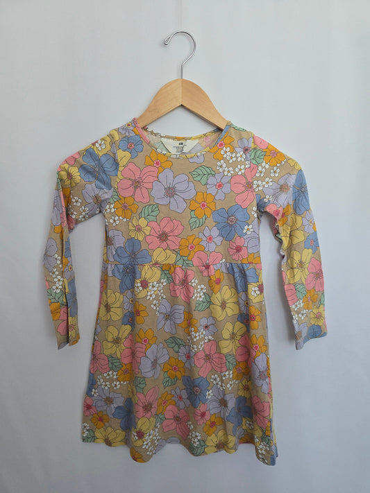 H&M Boho Floral Long Sleeve Dress • 6-8 years