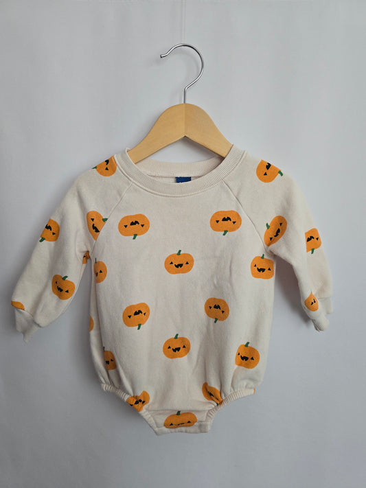 Old Navy Pumpkin Bubble Romper • 6-12 months