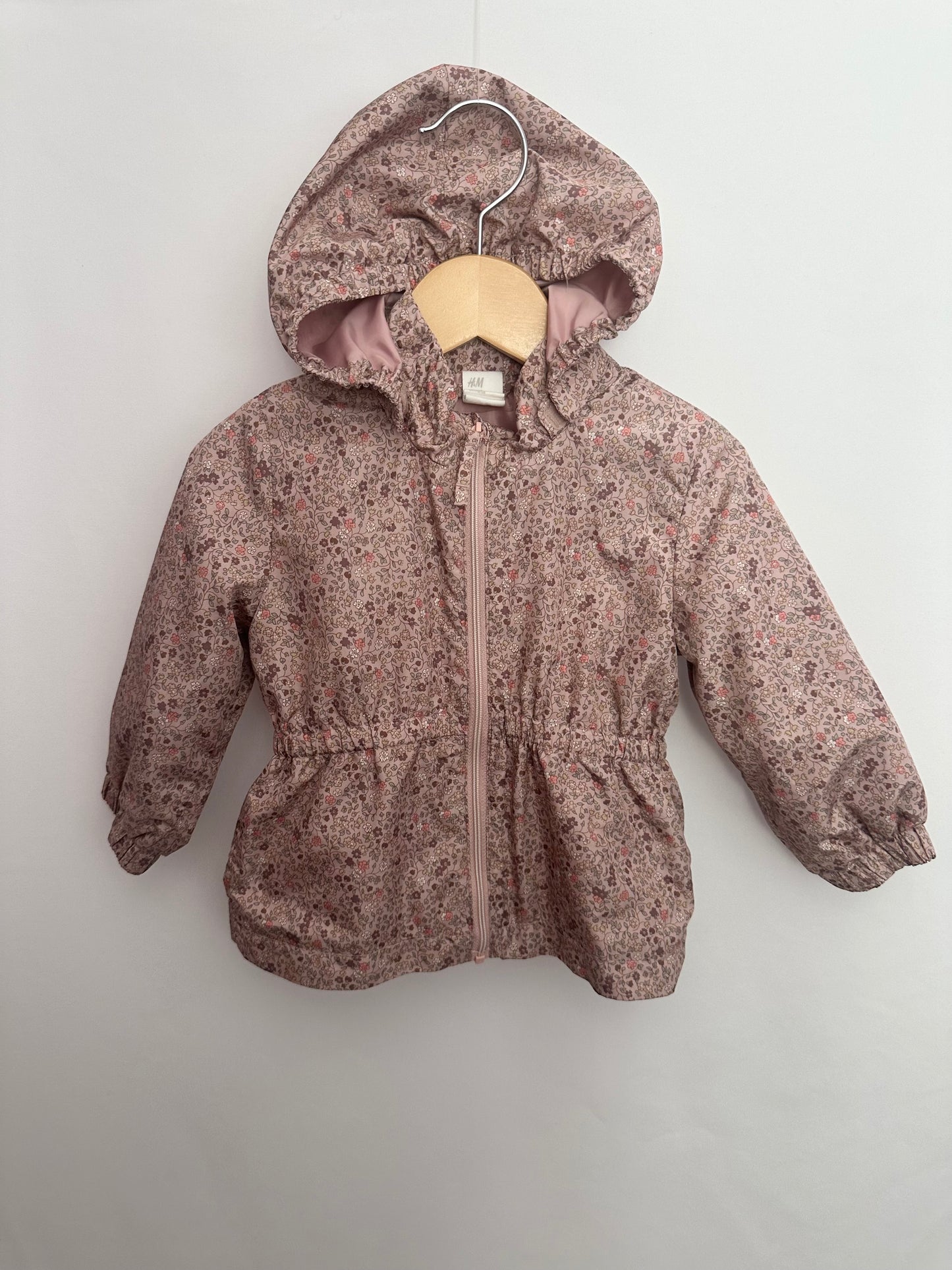 H&M Dusty Pink Floral Coat • 9-12 months