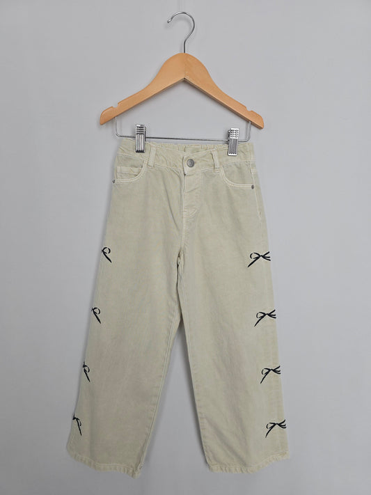 Zara Ivory Bows Wide Leg Jeans • 5-6 years