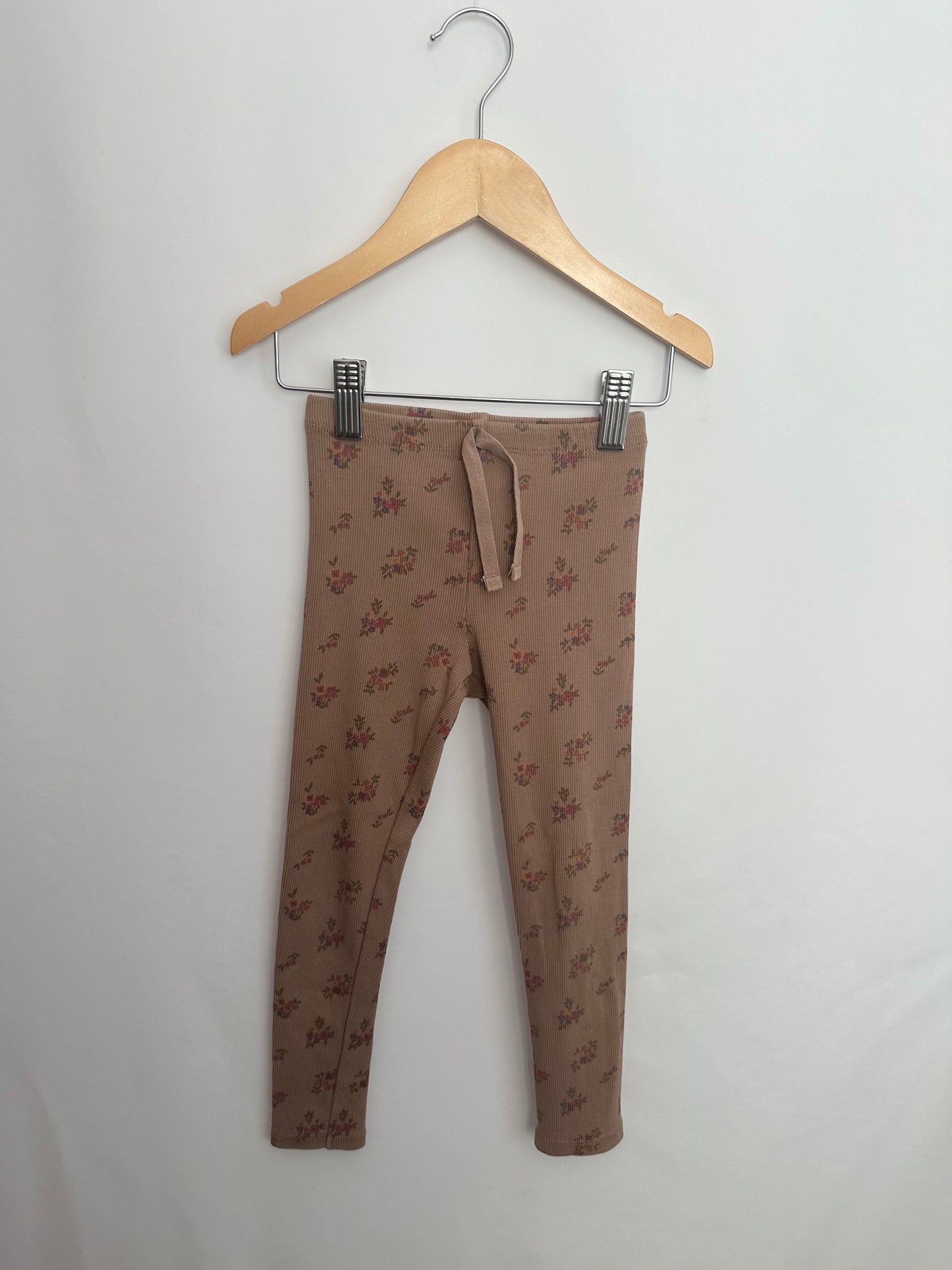 Zara Fall Floral Ribbed Leggings • 5-6 years