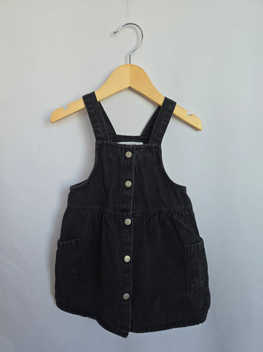 Zara Dark Grey Denim Jumper Dress • 12-18 months