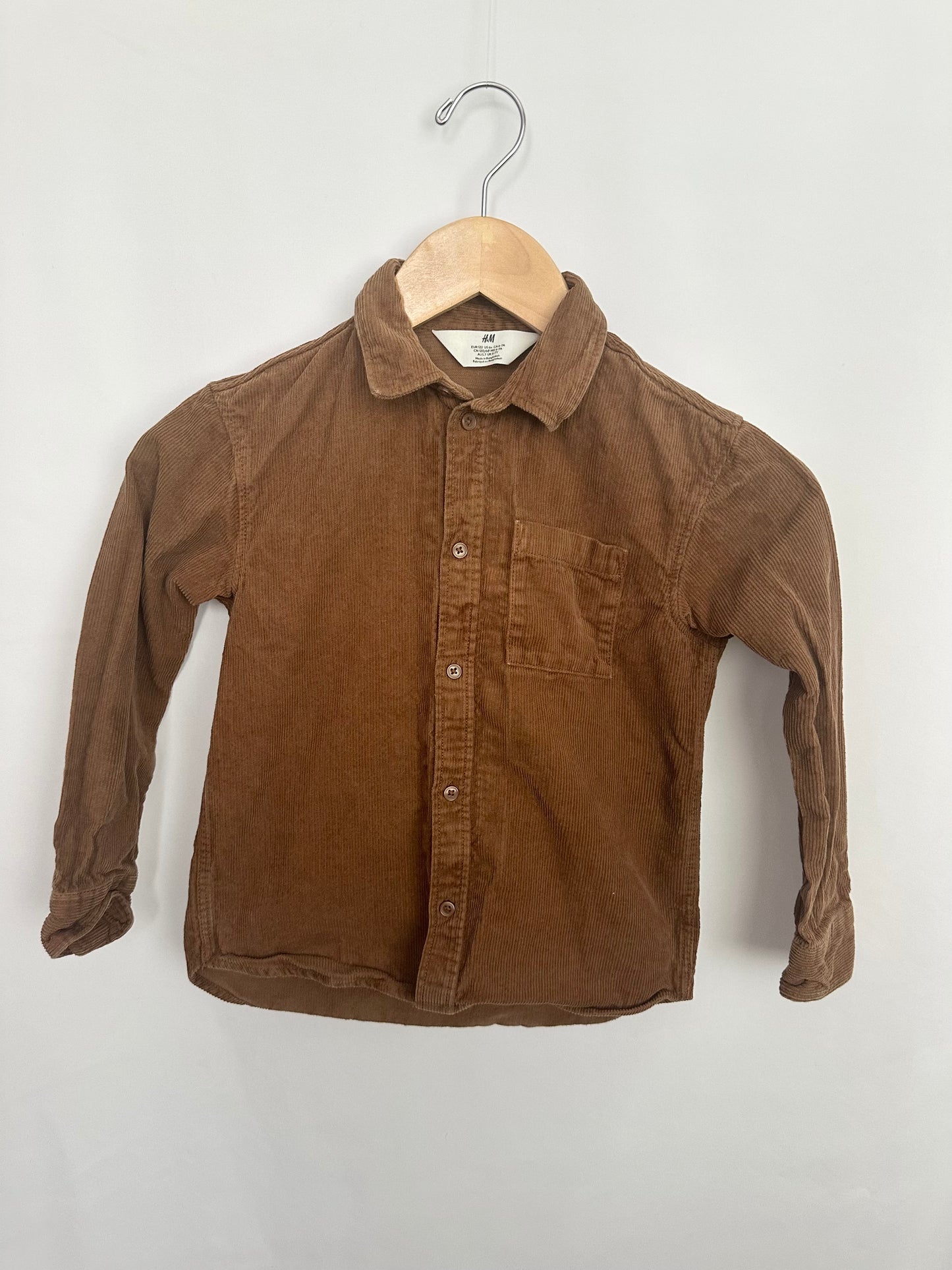 H&M Brown Cord Button Up Shirt • 6-7 years