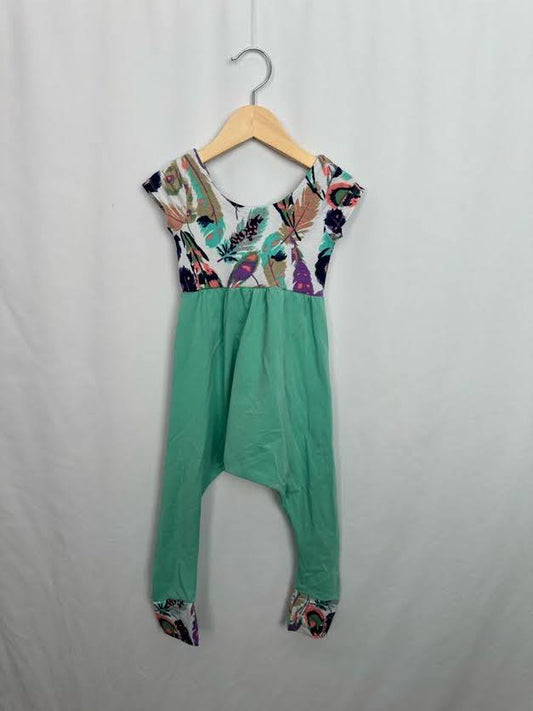 Littlefoot Sewing Company Handmade GWM Peacock Ally Cat Romper • 12-24 months