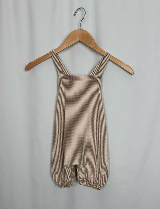 NEW Jax & Lennon Latte Stripe Shortalls • 18-24 months