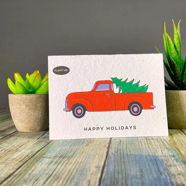 Plantable Greetings Truck & Tree Plantable Xmas Card