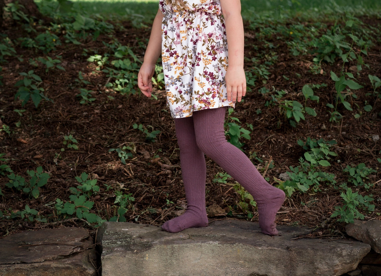 Little Stocking Co. Dusty Plum Cable Knit Tights