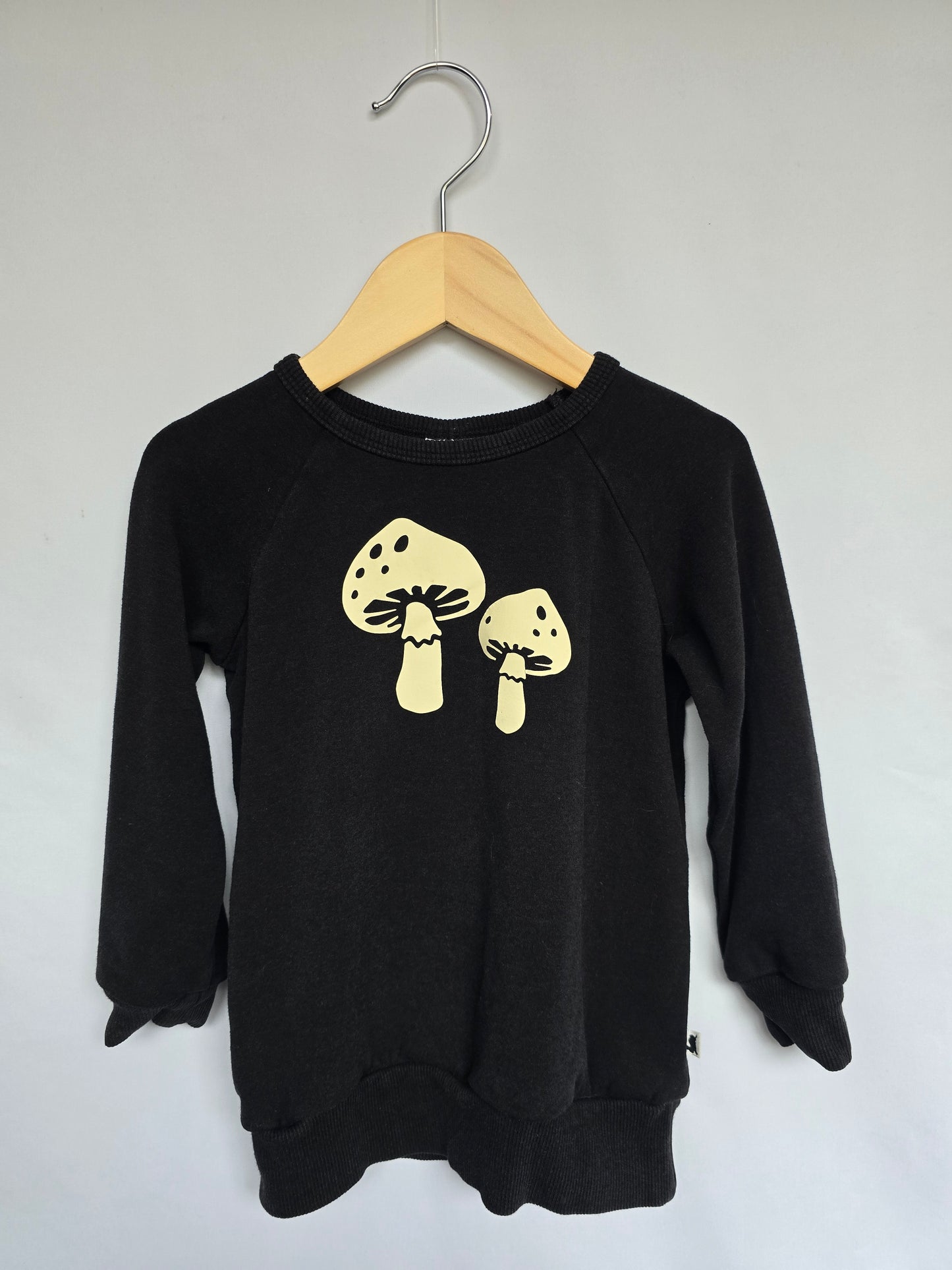 Little & Lively Black Terry Mushroom Crewneck • 3-4 years
