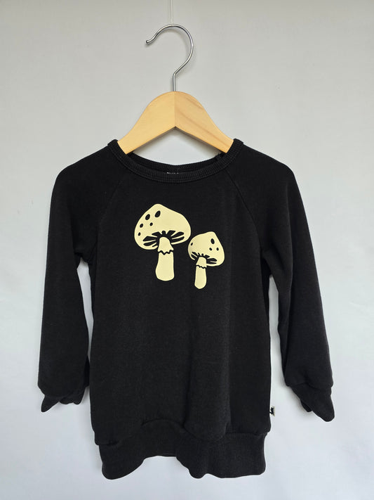 Little & Lively Black Terry Mushroom Crewneck • 3-4 years