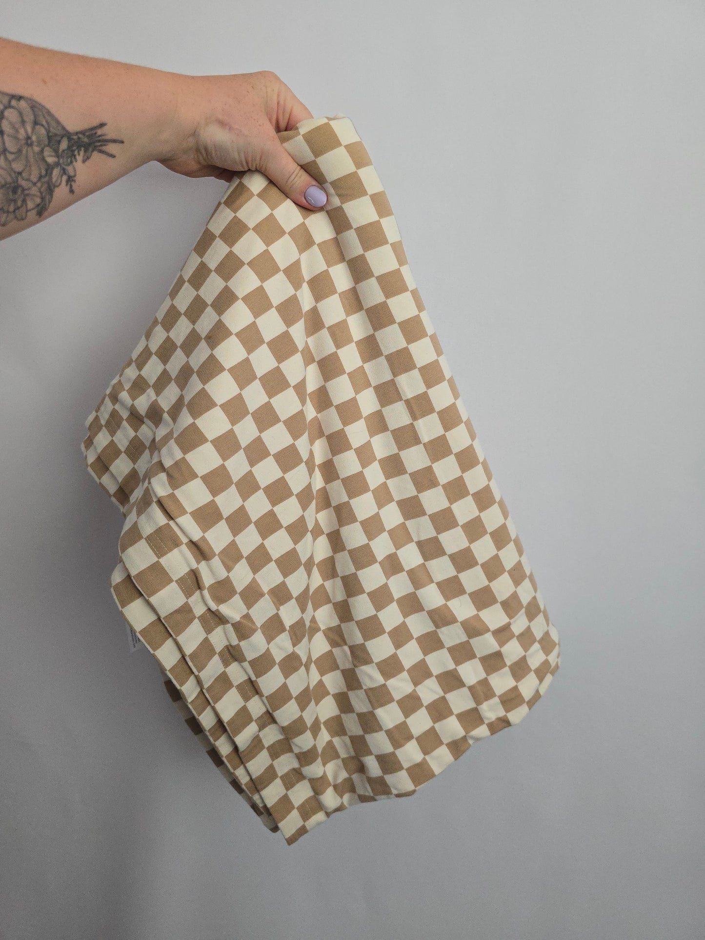 Jax & Lennon Tan Checkered Terry Double Layer Blanket • X-Large 50x75