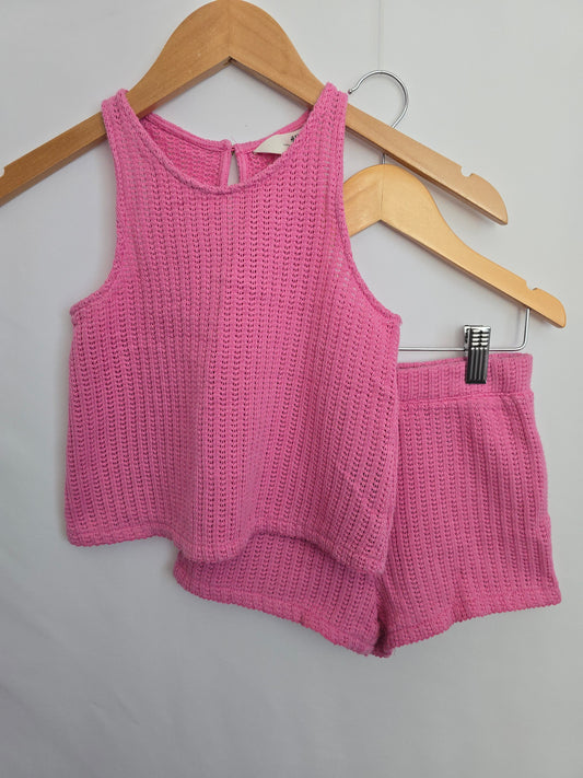 H&M Pink Crochet Tank & Shorts Set • 4-5 years