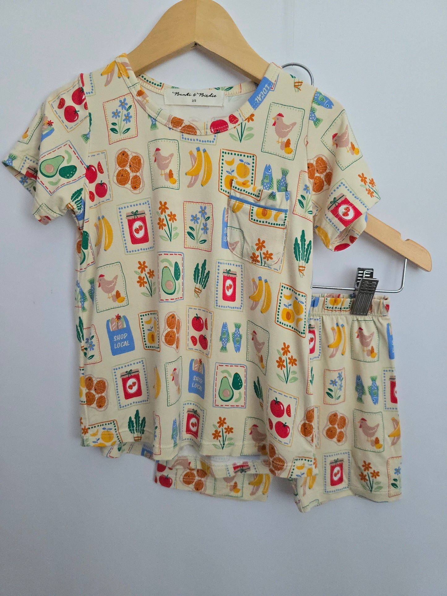 Bambi & Birdie Farmers Market Shorts Pajama Set • 2-3 years