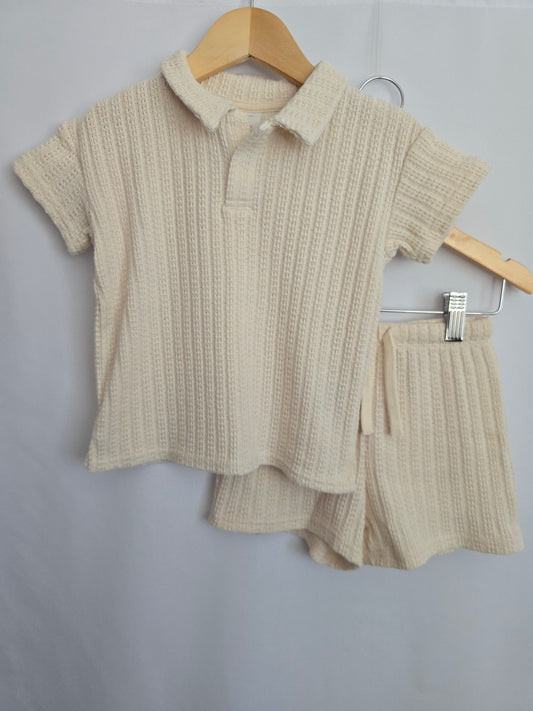 H&M Cream Crochet Top & Shorts Set • 18-24 months