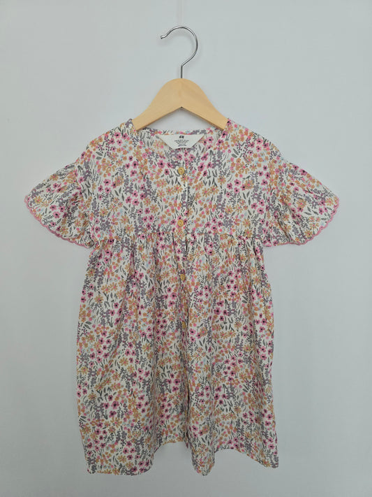 H&M Picnic Floral Cotton Dress • 3-4 years