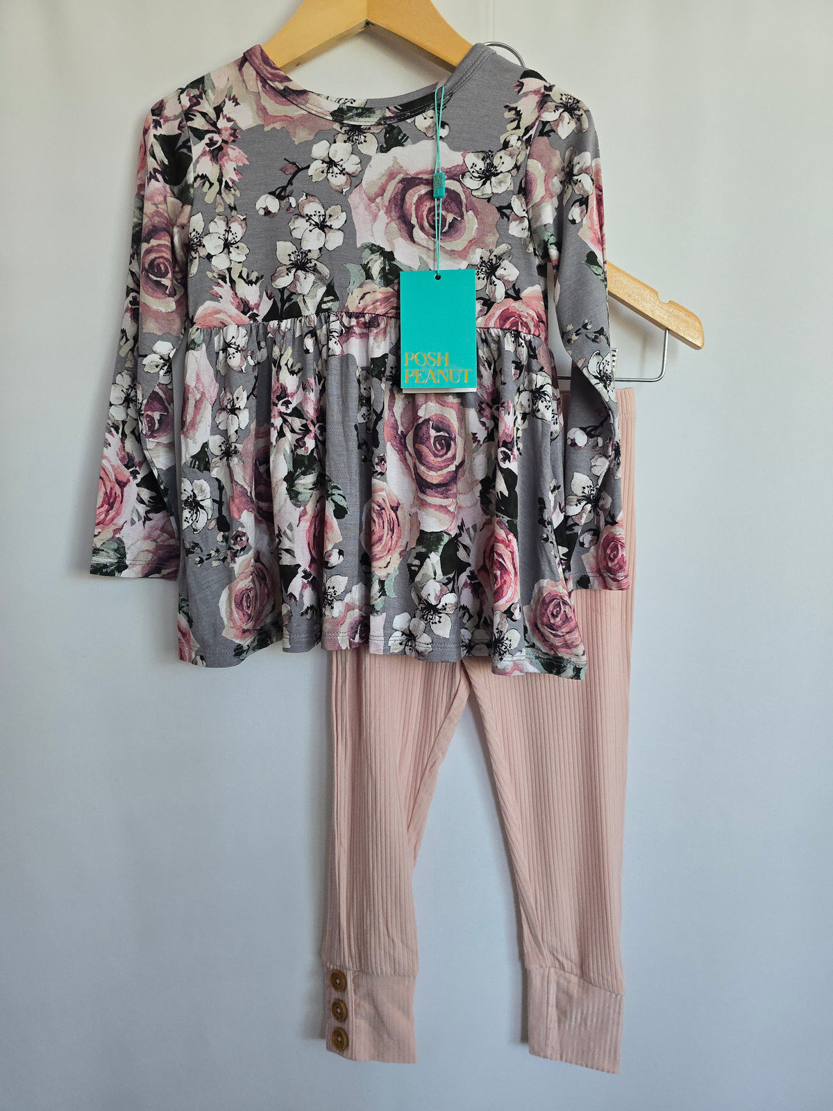 NEW Posh Peanut Purple Gray Twirl Top & Leggings Set • 3 years