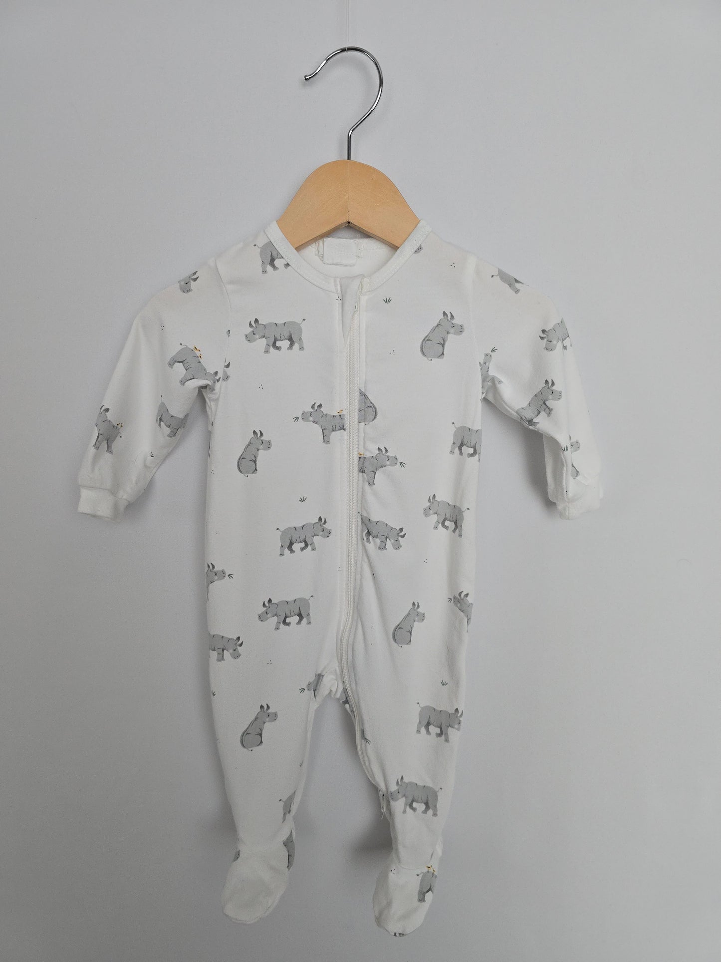 Firsts By Petit Lem Rhino Zip Footie • 3 months