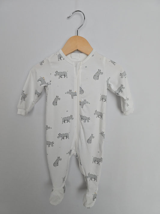 Firsts By Petit Lem Rhino Zip Footie • 3 months