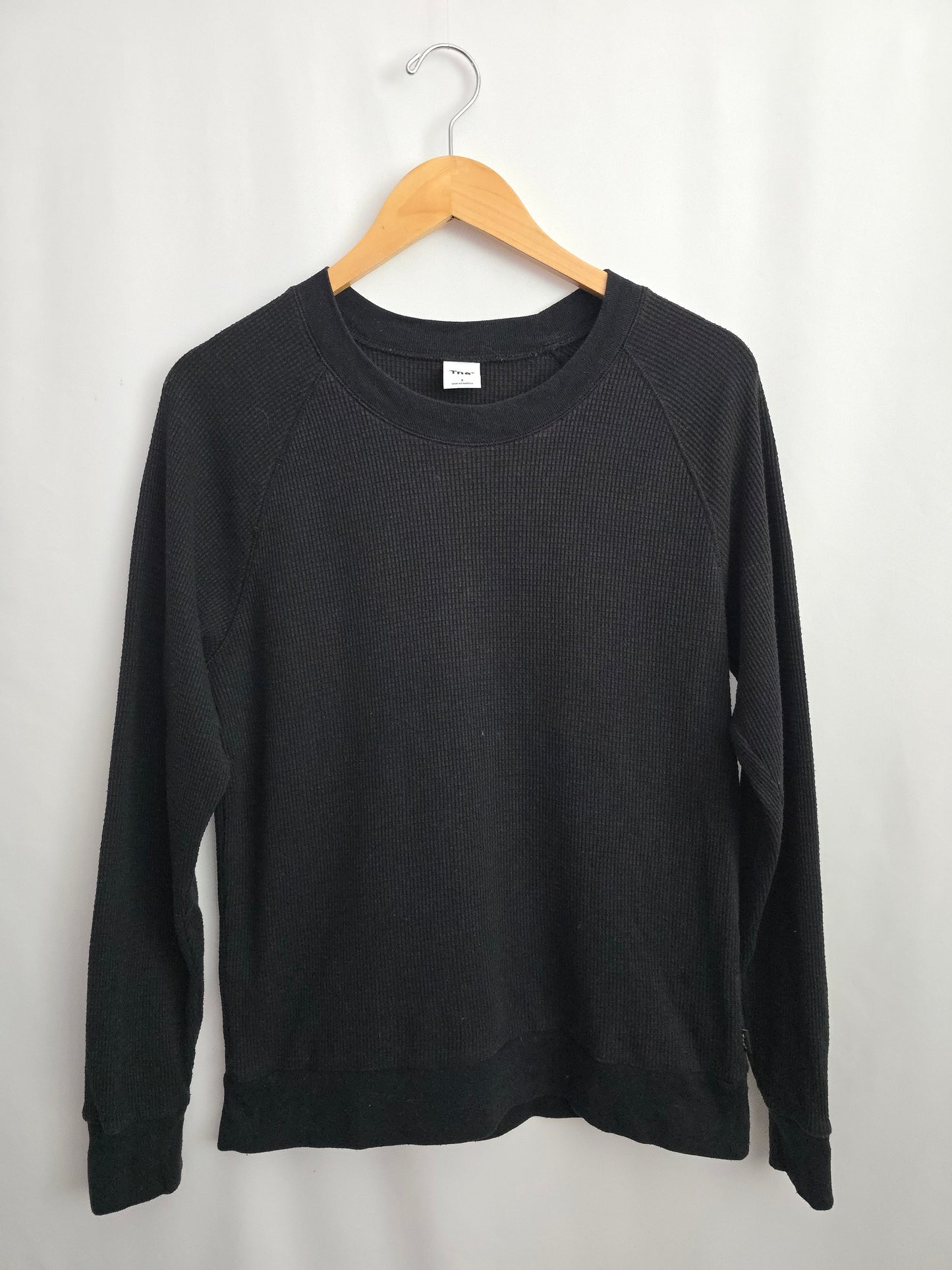 TNA Black Waffle Long Sleeve Shirt • Small