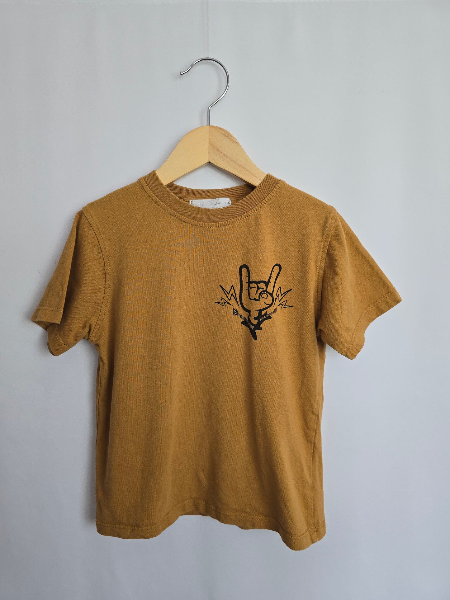 Zara Camel Rock On Tee • 6-7 years