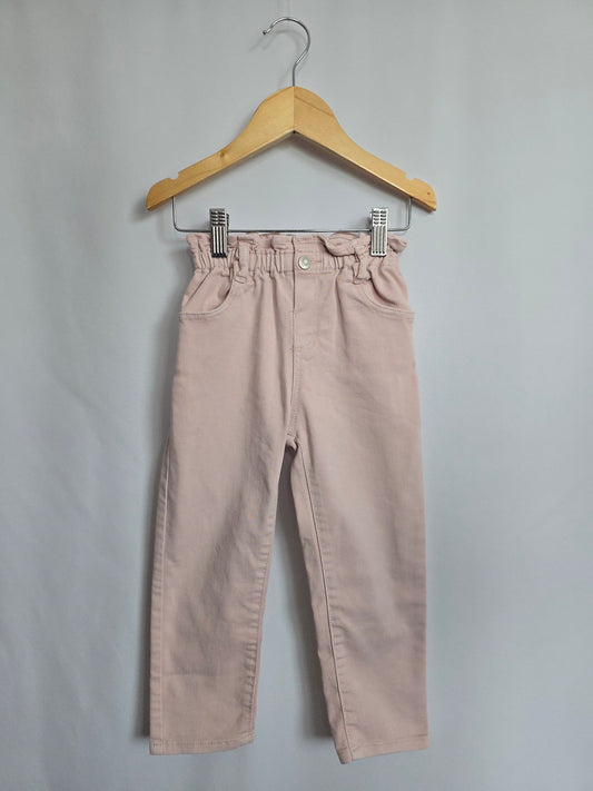 Zara Pink Paper Bag Waist Denim • 2-3 years