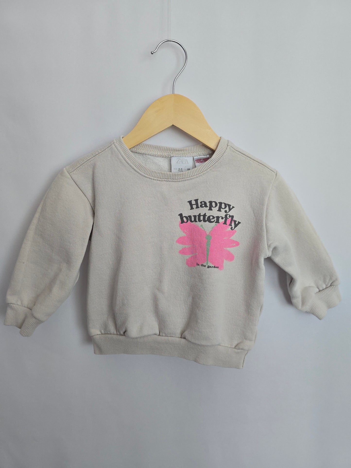 Zara Happy Butterfly Crewneck • 2-3 years