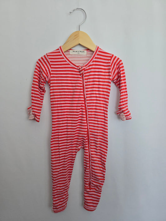 Bambi & Birdie Red Stripe Romper • 3-6 months