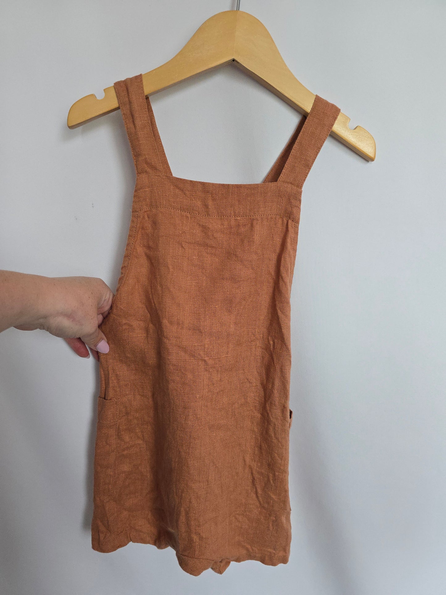 Petit Vilians Nutmeg Linen Romper • 2-3 years