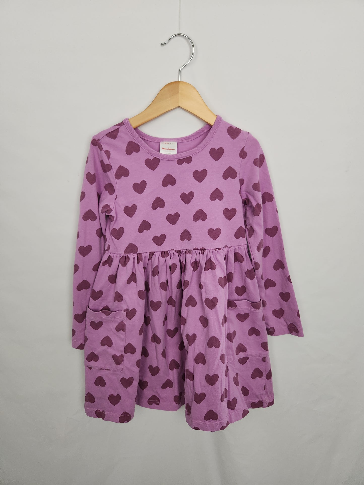 Hannah Andersen Purple Hearts Pocket Dress • 5 years