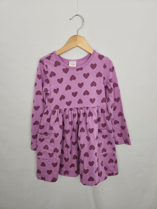 Hannah Andersen Purple Hearts Pocket Dress • 5 years