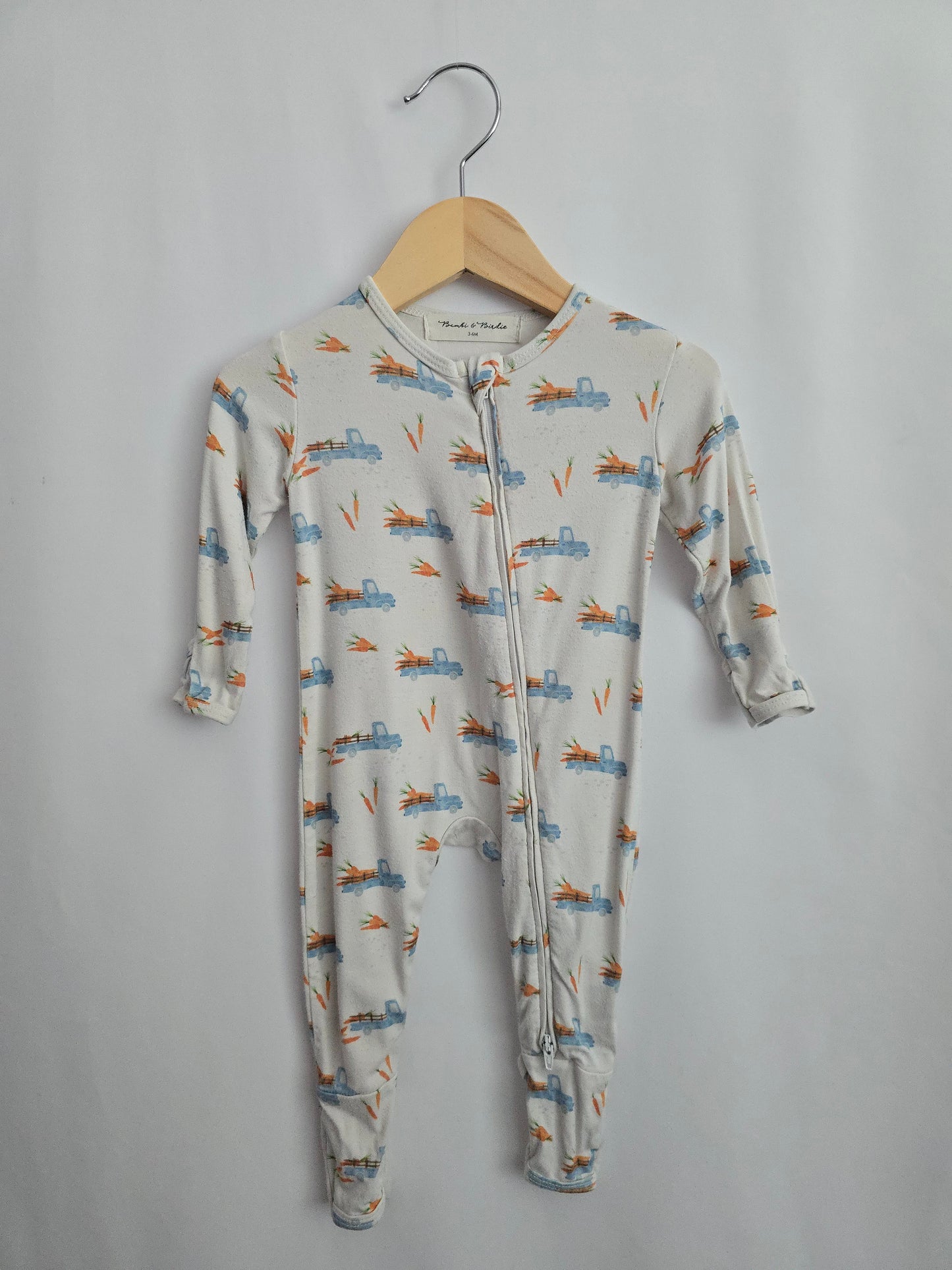 Bambi & Birdie Farm Truck Zip Romper • 3-6 months