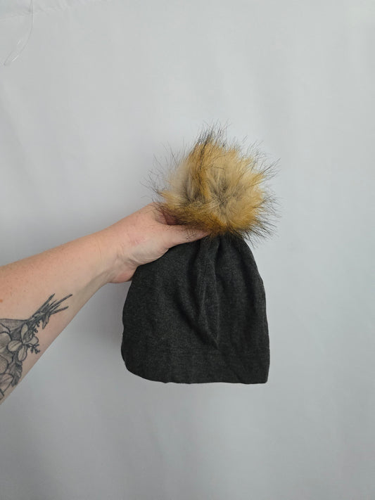 Little & Lively Dark Grey Faux Pom Beanie • 2-4 years