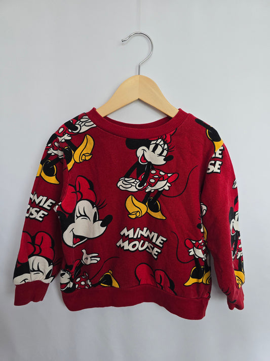 H&M Red Mickey Crewneck • 4-6 years