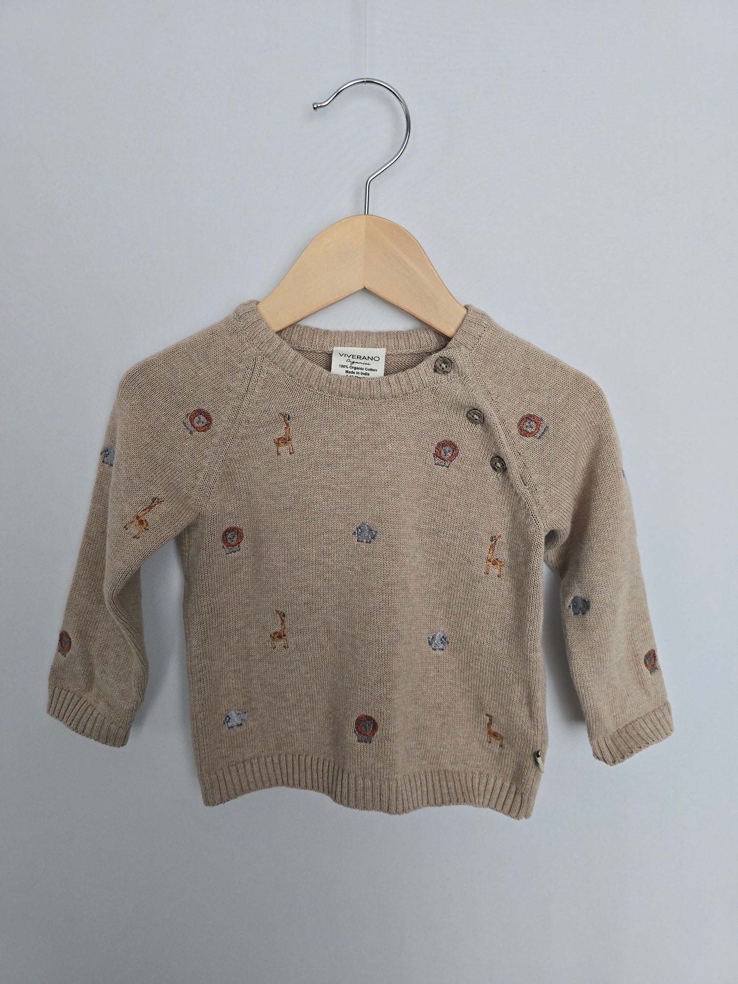 Viverano Organic Cotton Safari Knit Sweater • 6-12 months