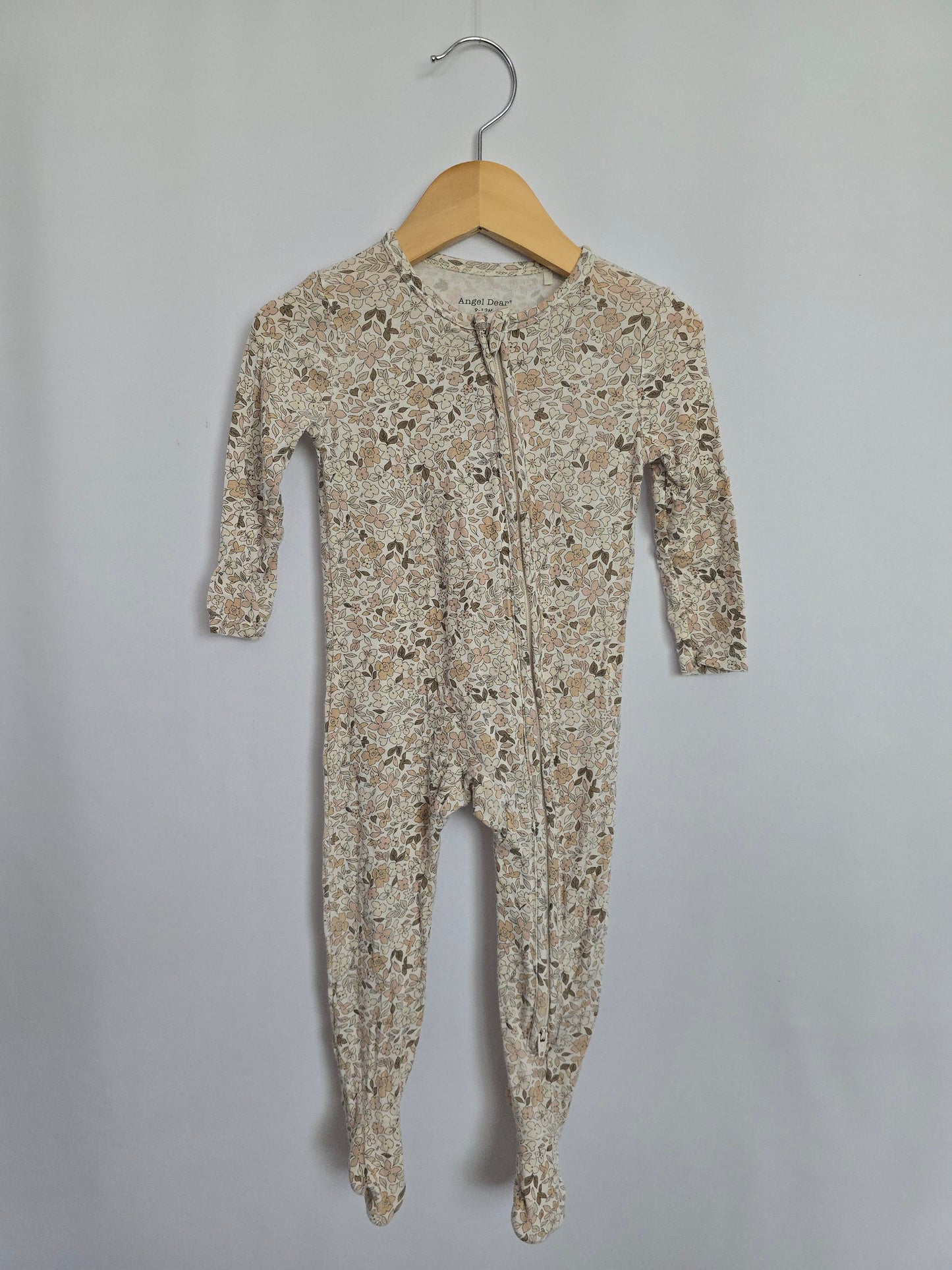 Angel Dear Floral Zip Footie • 9-12 months